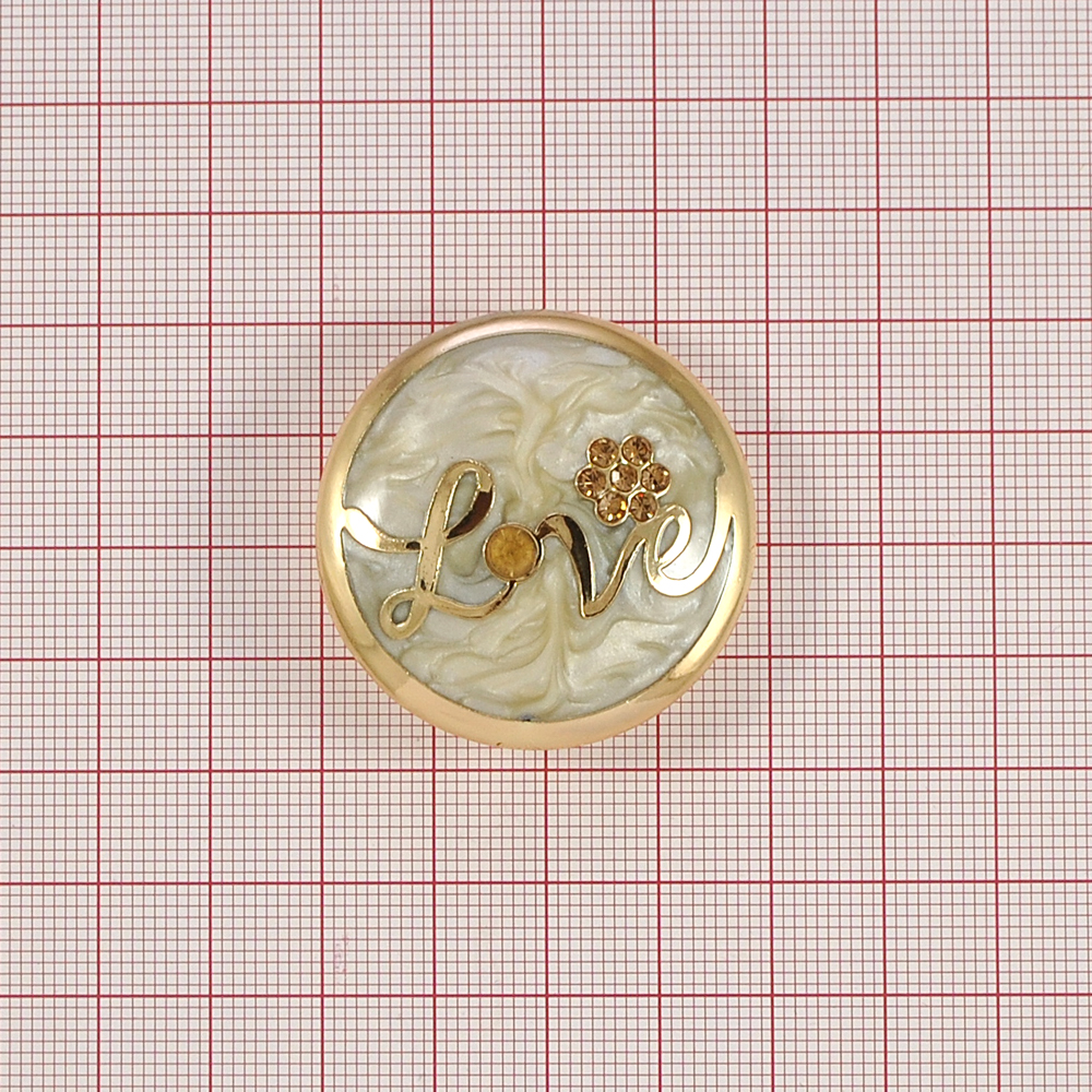 Пуговица шубная 32791093 Love 39мм GOLD, светло-серый перламутр, топаз камни, шт. Пуговица Шубная