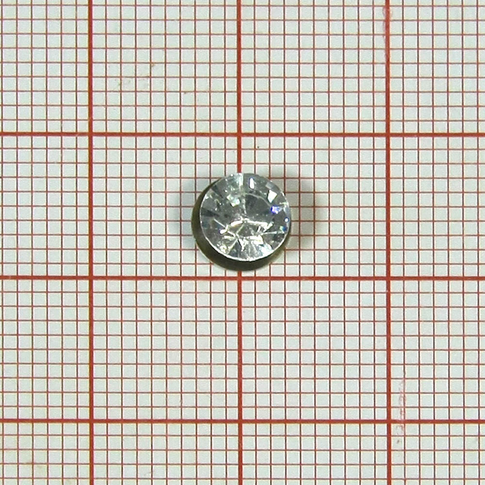Украшение металл Камень 6мм NIKEL, белый /выпуклый над металлом/, 1т.шт. Декор Металл на ножке (для кожи, резины, ткани)