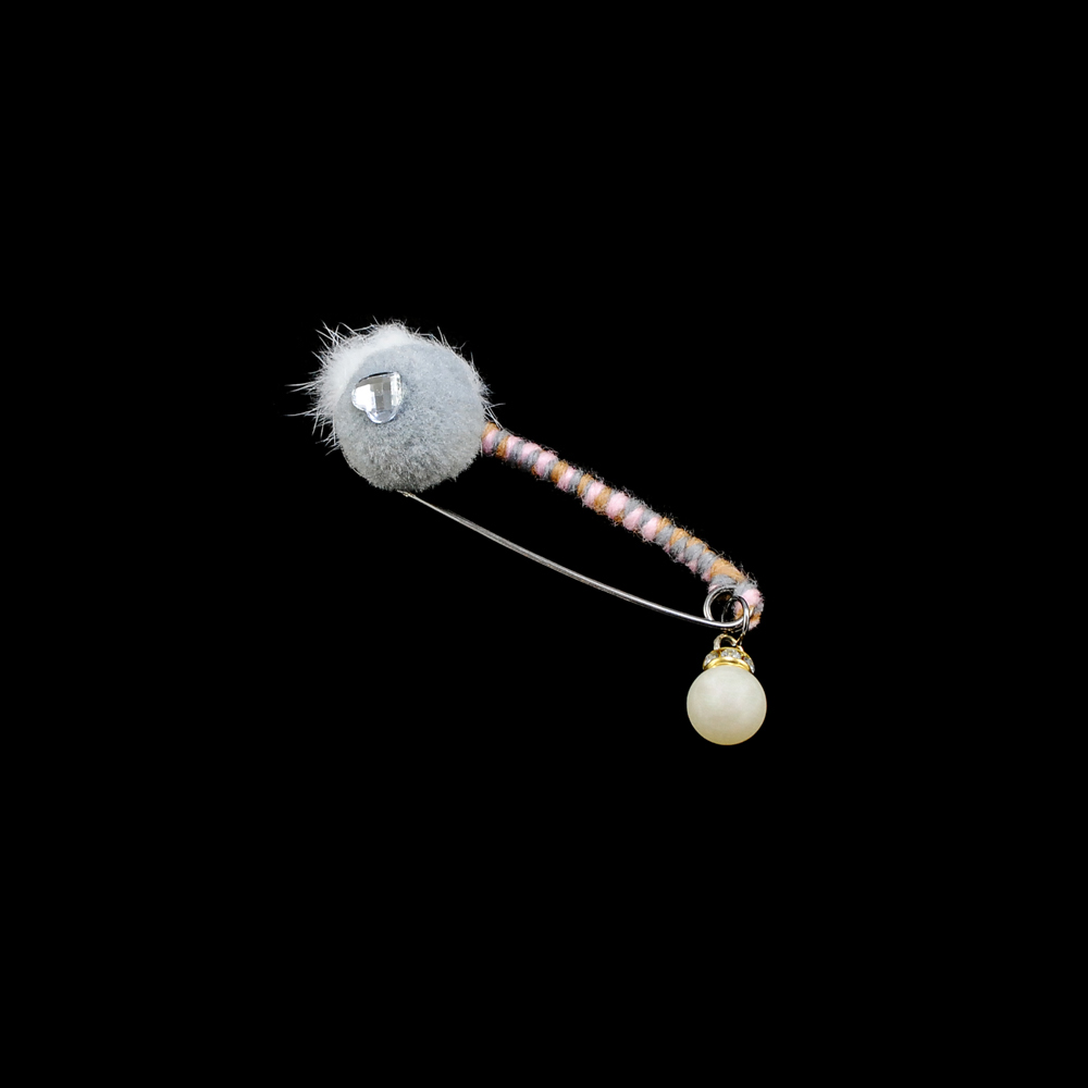 Булавка Шар black nickel, серый, белый, цветная нить, белый жемчуг, белый камень, шт. Булавки