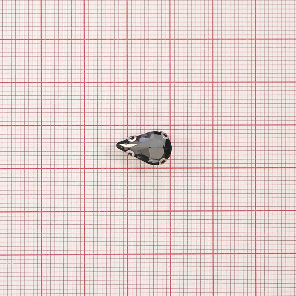 Стразы пришивные в металле, капля, 8*13мм, black diamond, шт. Стразы пришивные в металле
