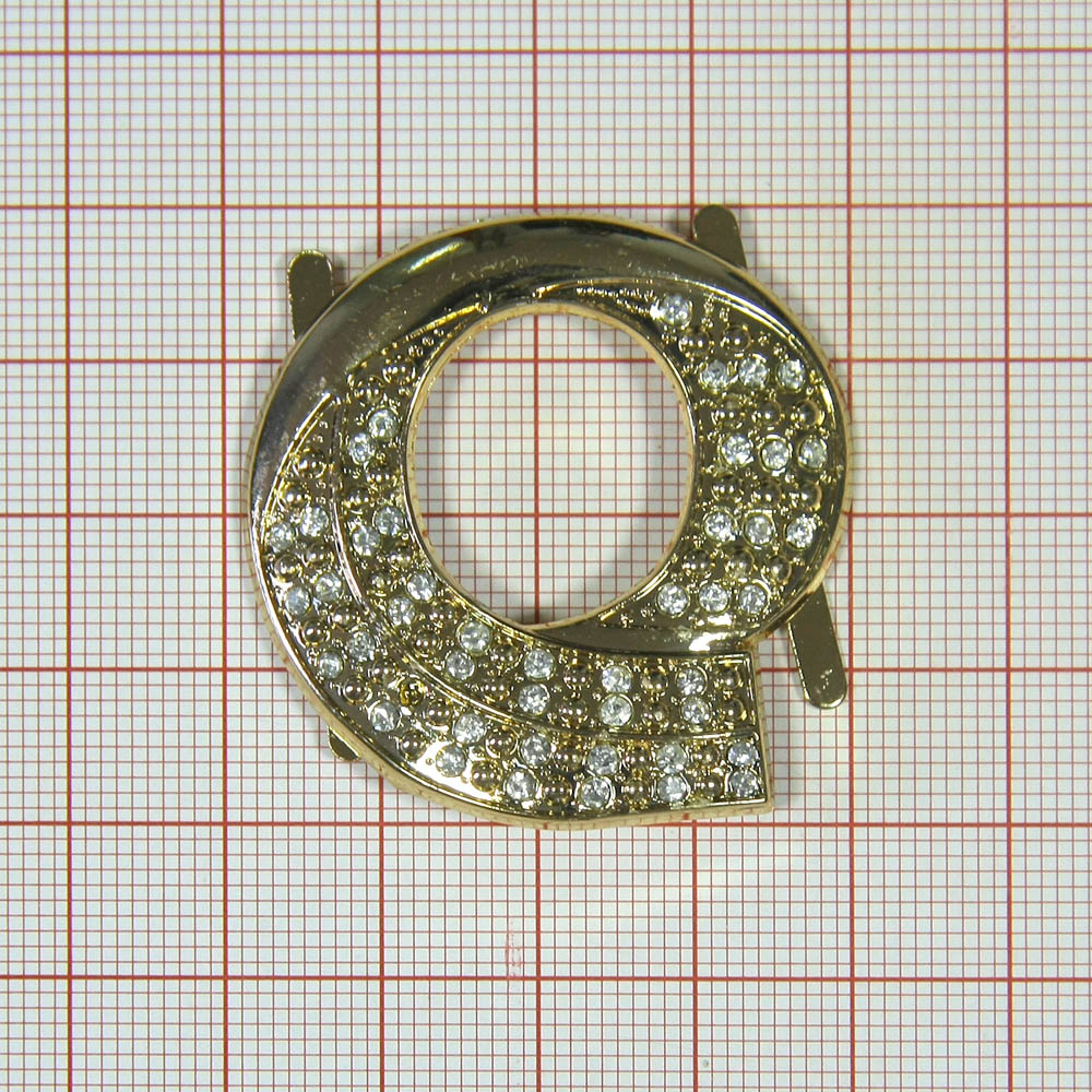 Краб металл Завиток левый 40*40мм GOLD, белые камни, шт. Крабы Металл Геометрия Декор