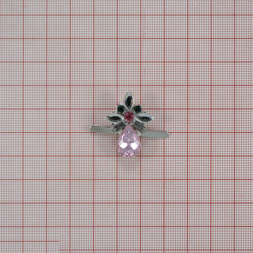 Краб металл Ананасик 29*20мм NIKEL, белые, розовые, зеленые камни, шт. Крабы Металл Геометрия Декор