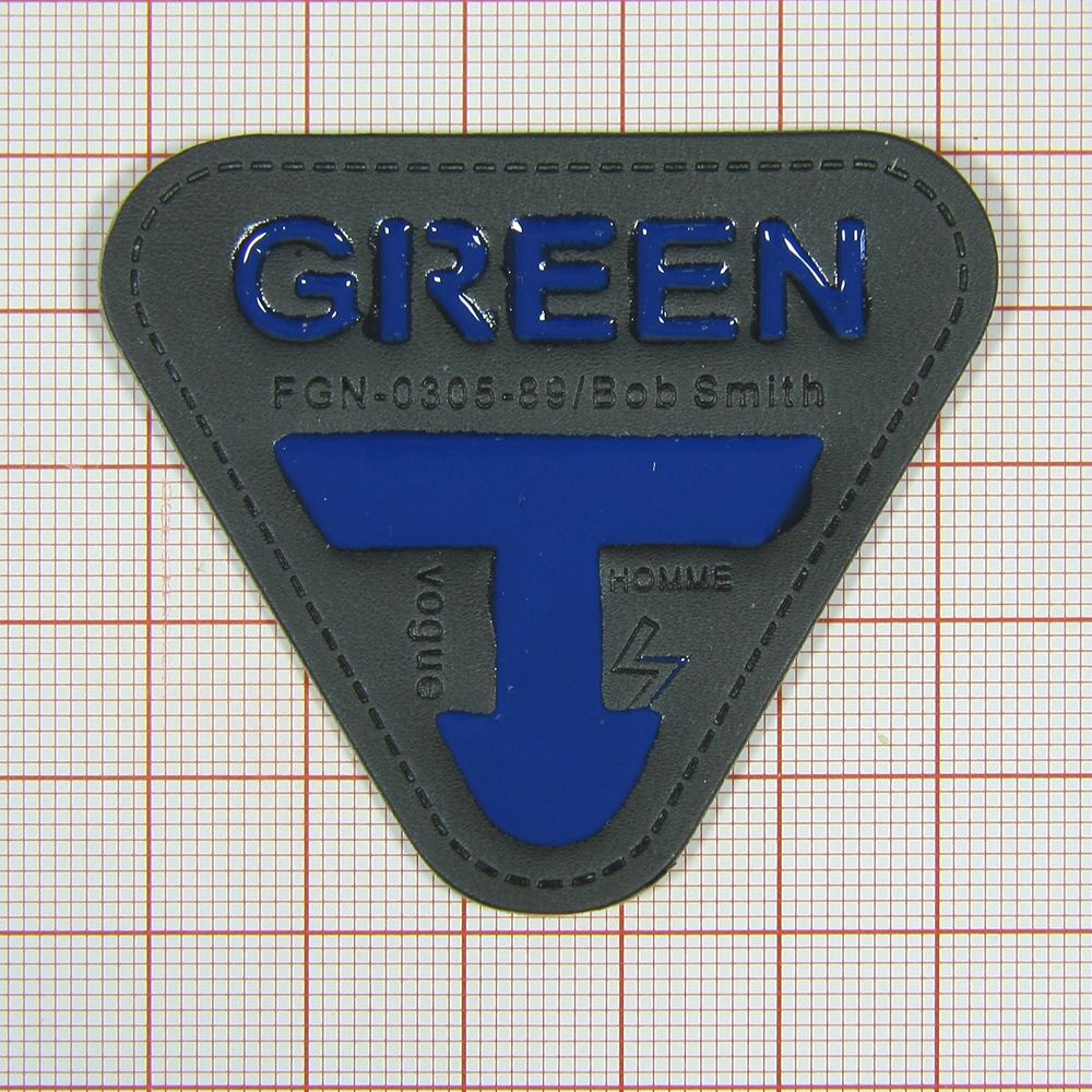 Лейба кожзам GREEN черная, синяя эмаль 55*50мм, шт. Лейба Кожзам