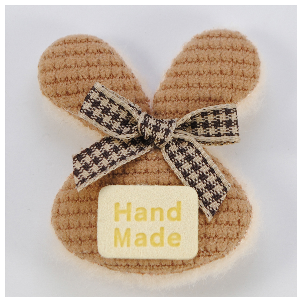 Аппликация тканевая пришивная детская Заяц Hand Made, 4,5*5,5см, коричневый, кремовый, бежевый, шт. Нашивка Детская