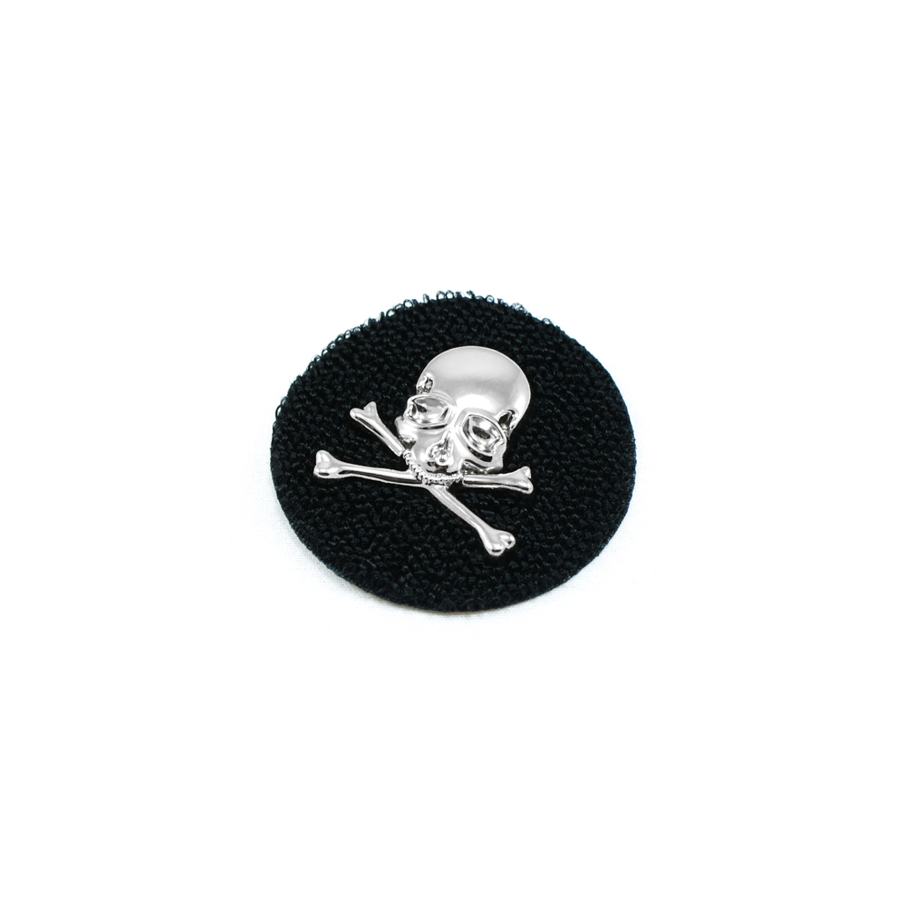 Лейба ворс и металл Серебристый череп 4,5*4,5см черный, nikel. Лейба Войлок, Ворс