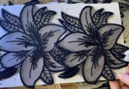 Аппликация тканевая пришивная Цветы, черный, шт. Аппликации Пришивные Цветы Банты