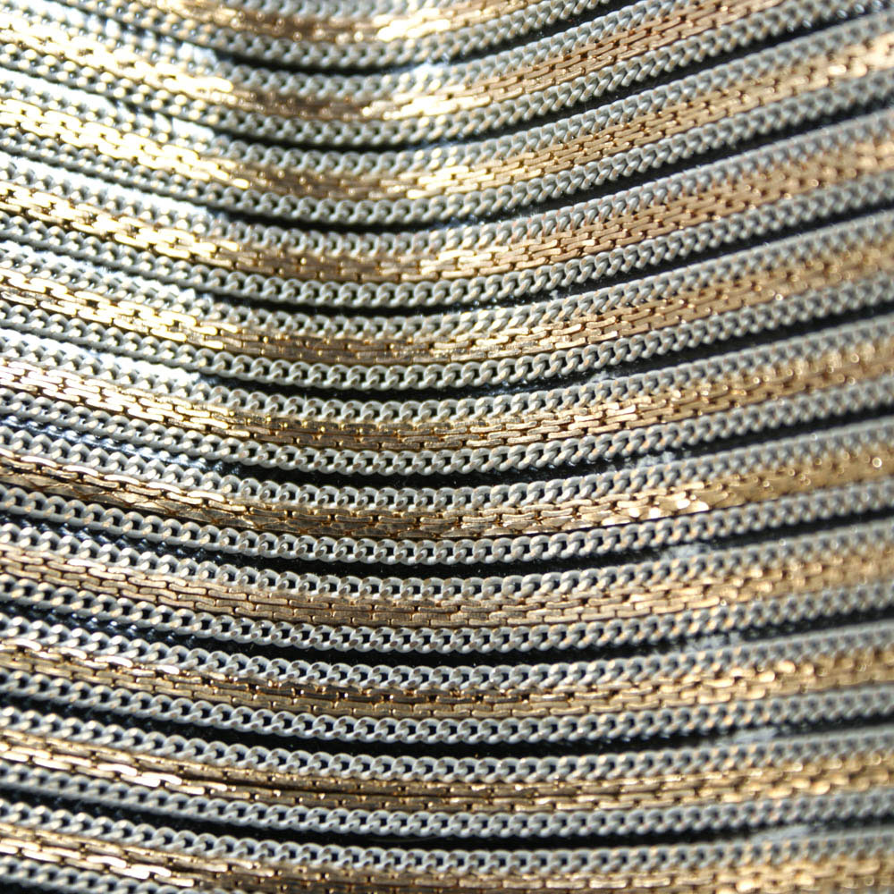 Цепь полотно клеевое Полоска Чешуя 6мм GOLD, белый NIKEL якорная, 24*40см, 1лист. Полотна из страз