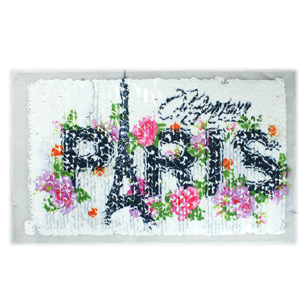Аппликация пришивная пайетки двусторонняя DREAM CITY/PARIS 12,5*20см цветная, шт. Аппликации Пришивные Пайетки