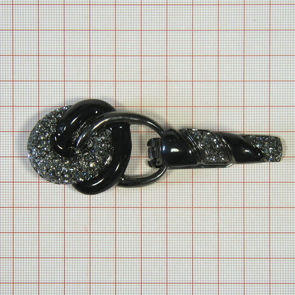 Клипса шубная 3279615 BLACK NIKEL, черная эмаль, черные прозрачные камни, шт. Клипсы шубные, крючки