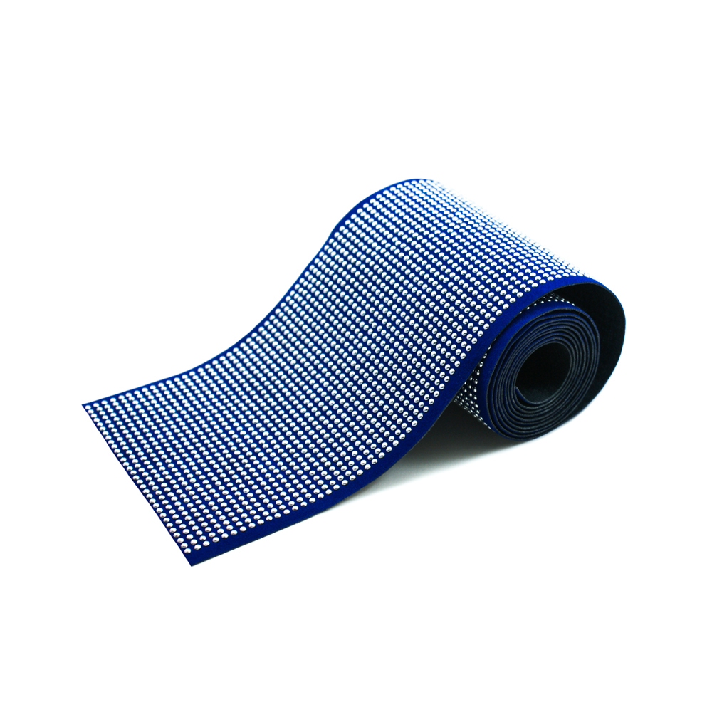 Тесьма клеевая вельвет синяя, Nikel стразы металл Купол, ярд. Тесьма