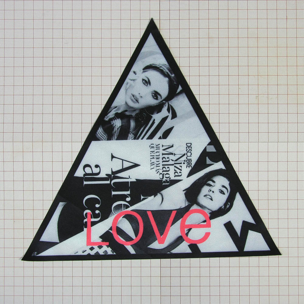 Аппликация пришивная Love Коллаж треугольник 26*25см черно-белая, шт. Аппликации Пришивные Постер