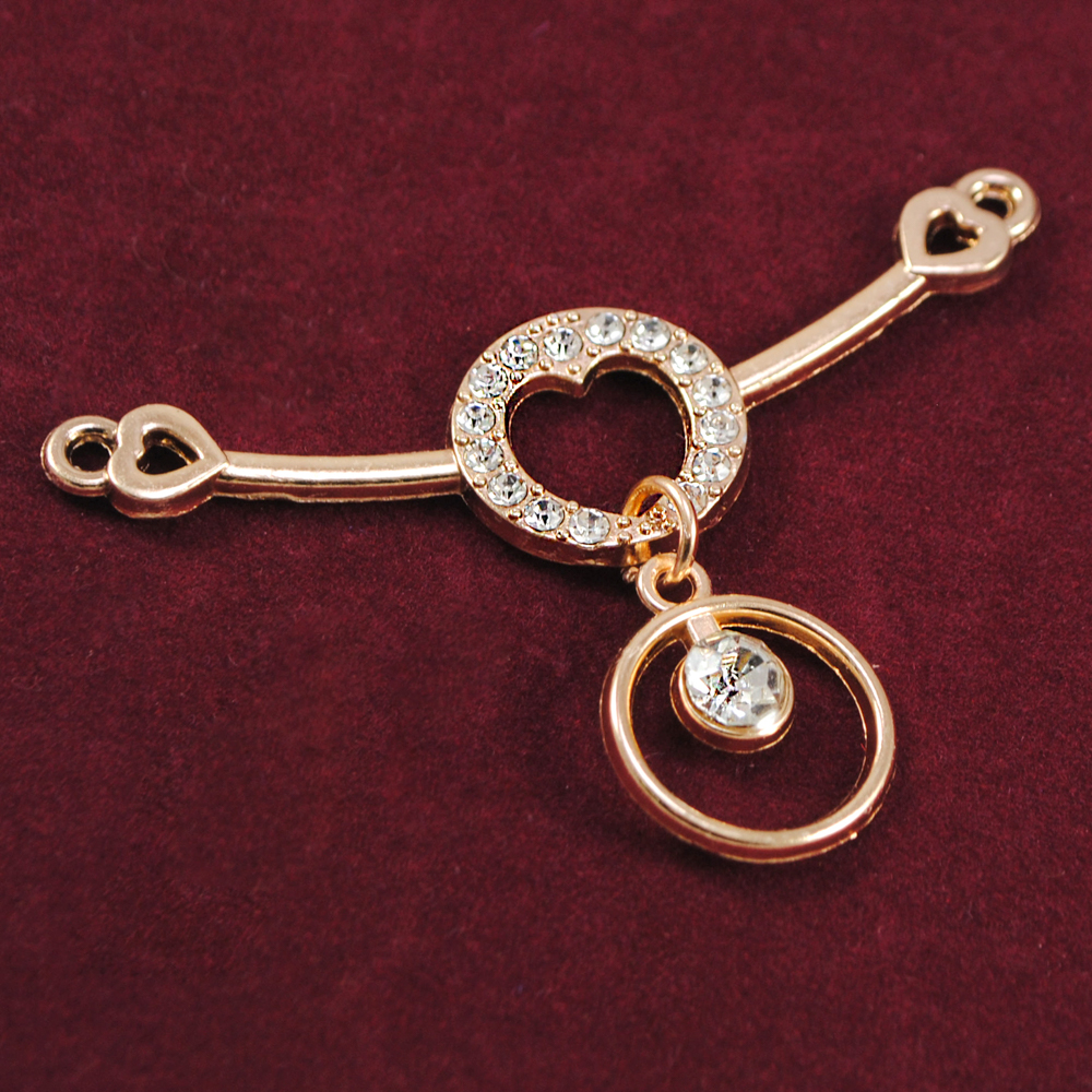 Перетяжка металл Сердце в круге, 6,5*4см GOLD, камень diamond, подвеска, шт. Перетяжка металл со стразами