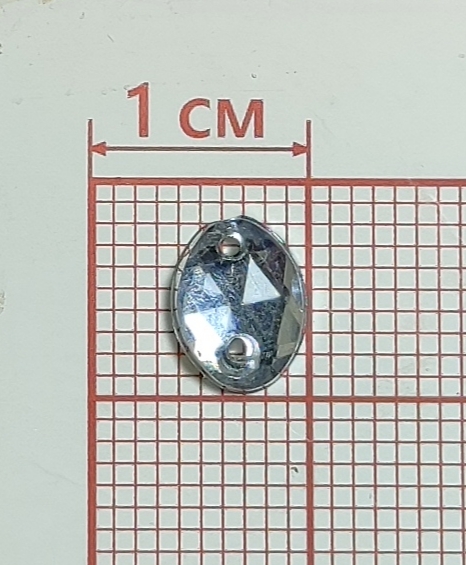 Стразы стеклянные пришивные овал (6*8мм) белый, 1тыс.шт. Стразы пришивные