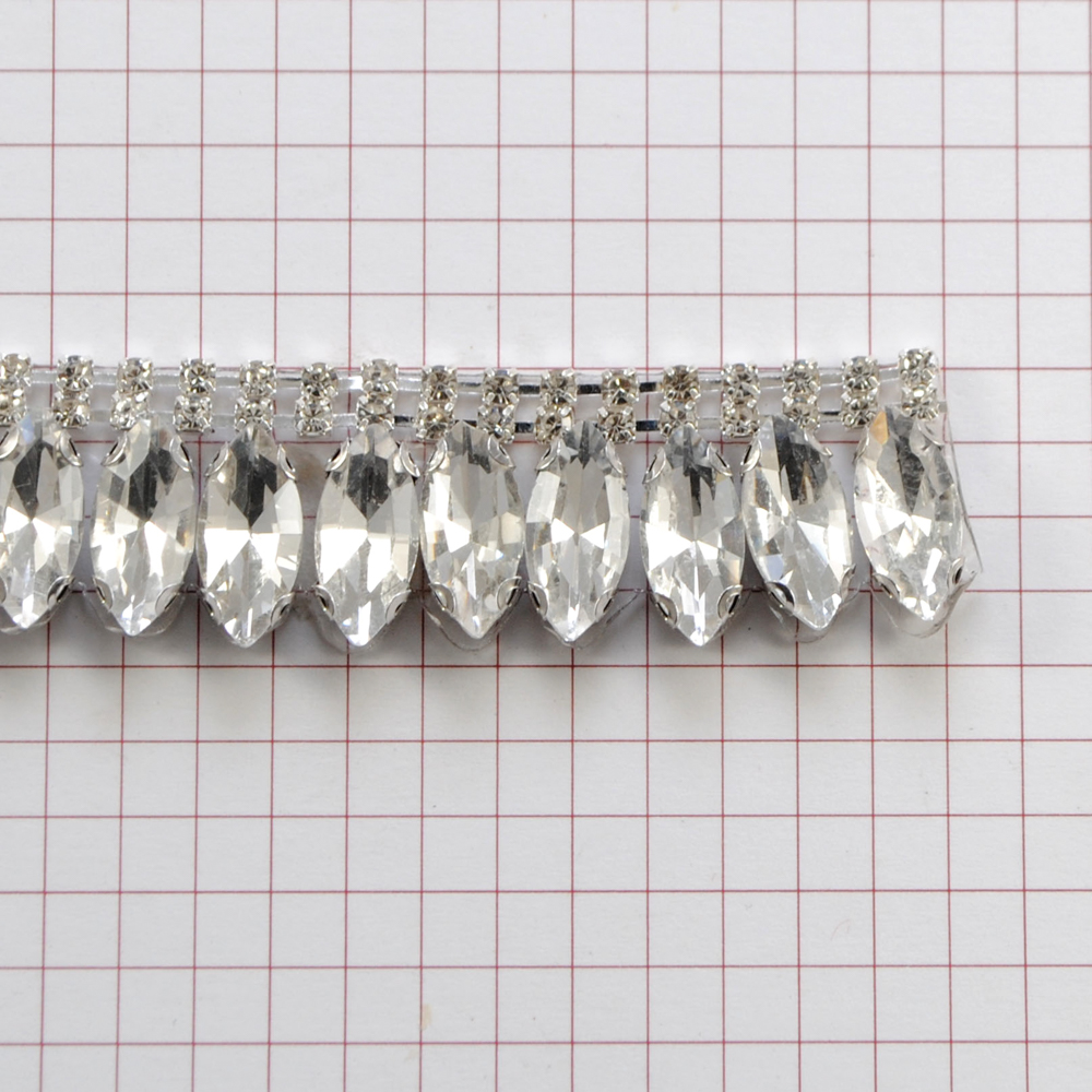 Тесьма стразы клеевая, белые камни, ярд. Тесьма из страз