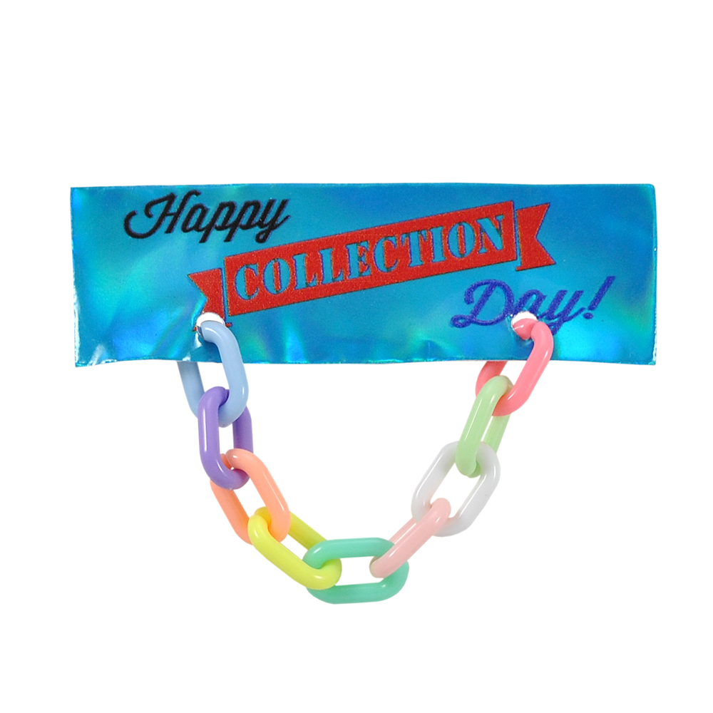 Лейба голографическая с радужной цепочкой Happy Day, 2,5*8см, синий, черный, красный, шт. Лейба Голограмма