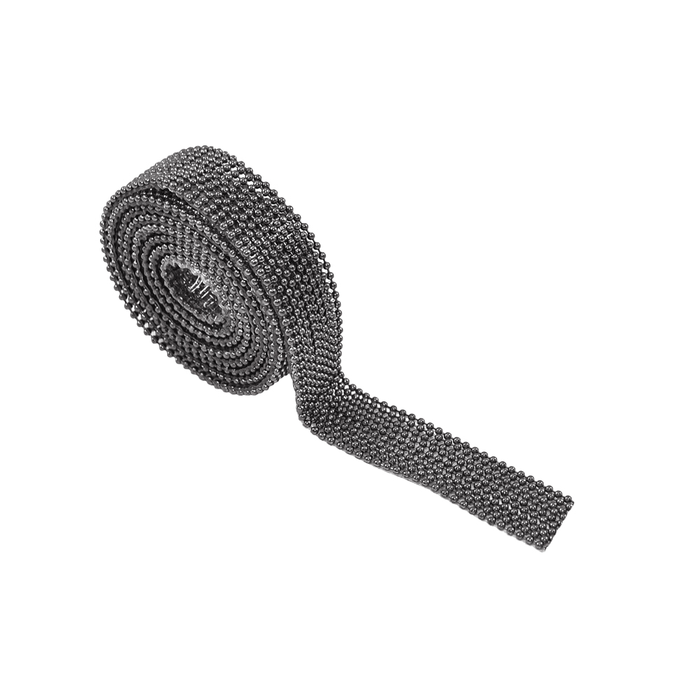 Тесьма клеев. бусины 12мм, медь, Black Nickel, ярд. Тесьма