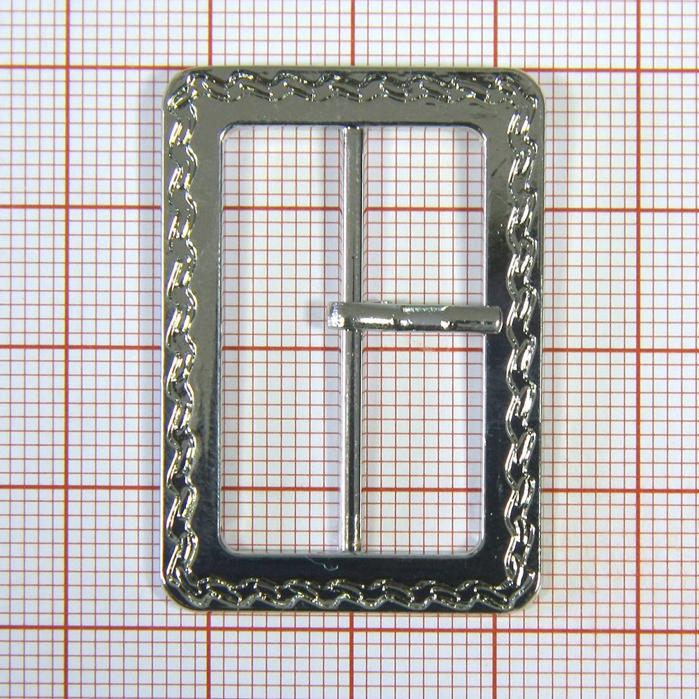 Пряжка металл 21003-2 прямоугольная 3см NIKEL Орнамент. Пряжка