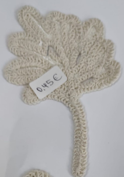 Аппликация тк. приш. Лопух вязаный (под мешковину) ***см, шт. Аппликации Пришивные Кружевные Вязаные