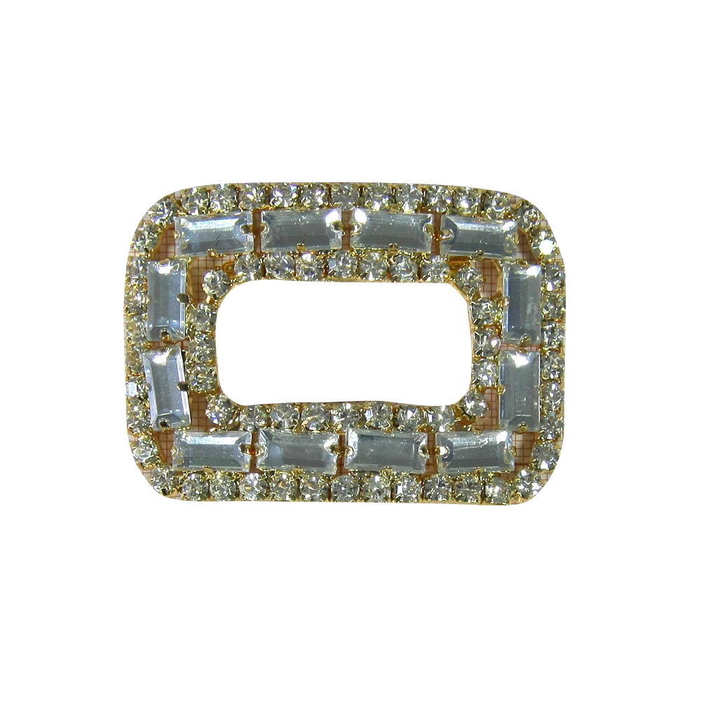 Краб металлSH-003 прямоугольник GOLD, прямоугольные белые камни. Крабы Металл Геометрия Декор