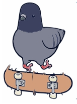 Термоаппликация Голубь на скейте, 7*5см,  серый, бежевый, розовый, шт. Термопереводки Детские