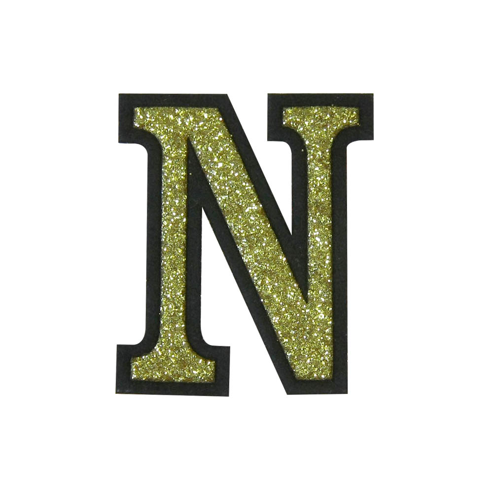 Аппликация клеевая глиттер N буква 4*4,2см золото, шт. Аппликации клеевые Глиттер