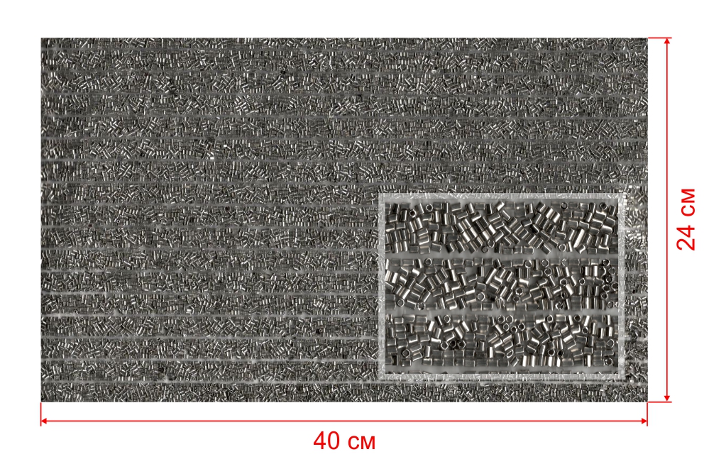 Стразы полотно клеевое #606 Черный (bl.hamatite) Грядки Цилиндры Бисер, 40*24см, 1лист. Полотна из страз