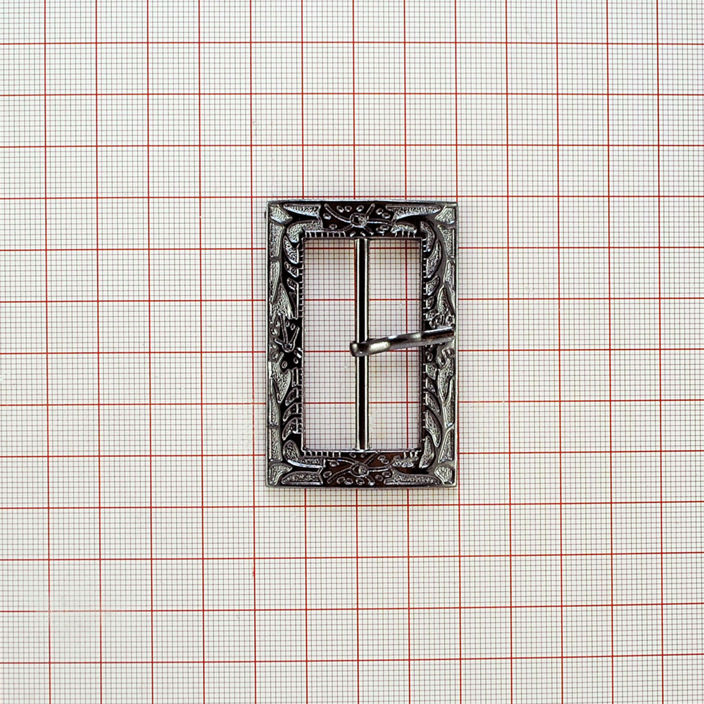 Пряжка металл 4893 цветочный узор, BLACK NIKEL, 4см . Пряжка