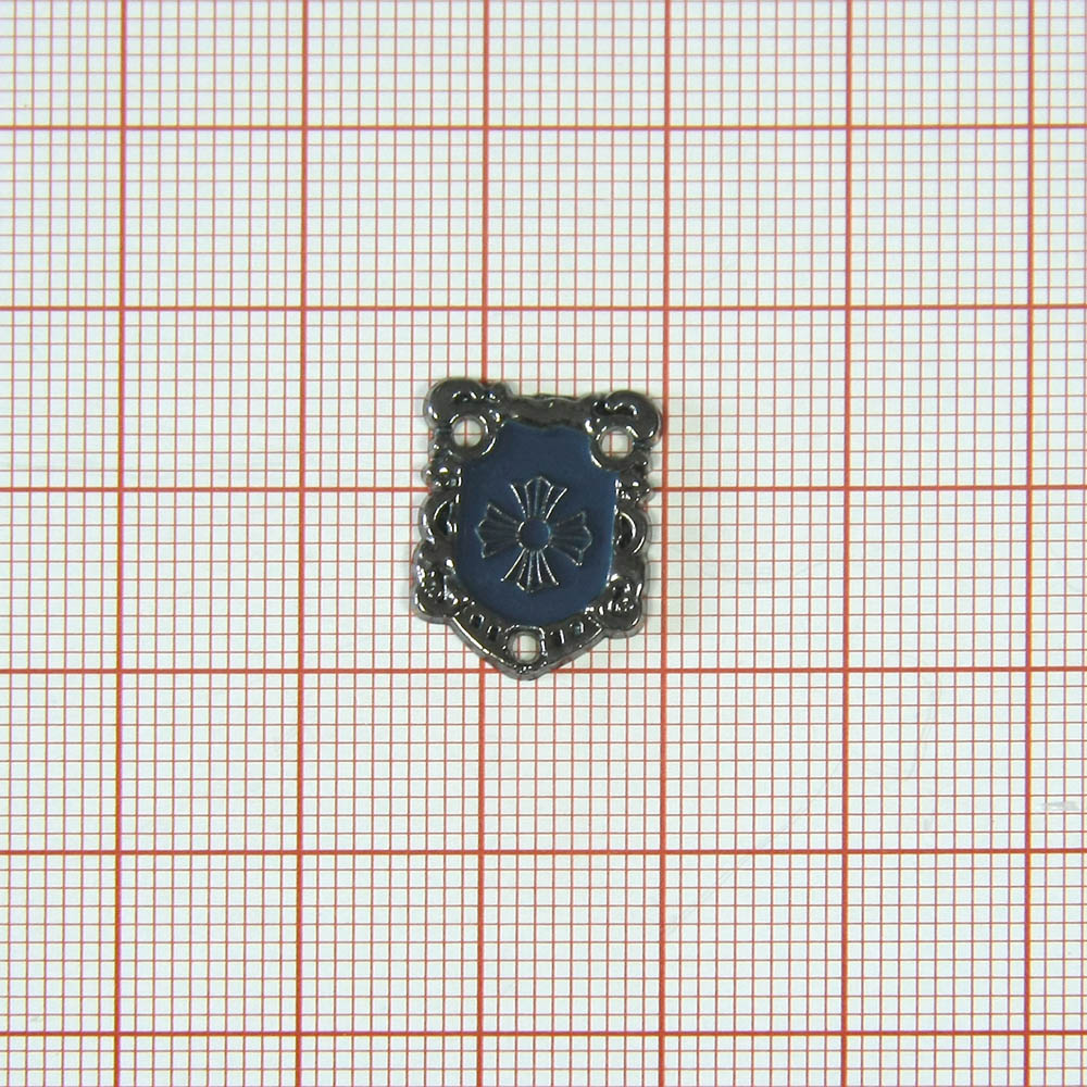 Лейба металл Герб с крестом 13*16мм пришивная BN, темно-синий. Лейба Металл
