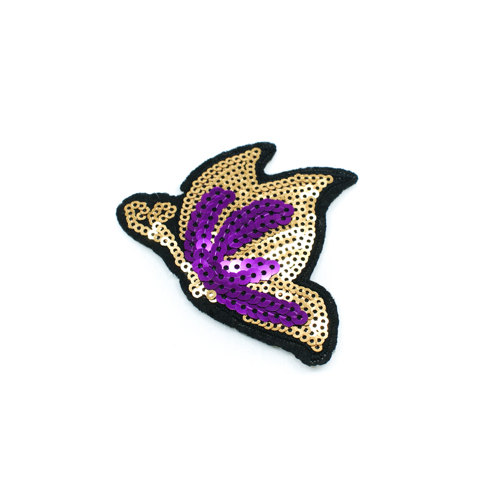 Аппликация клеевая пайетки Золотая бабочка 7,3*8,5см золотые, фиолетовые пайетки, шт. Аппликации клеевые Пайетки