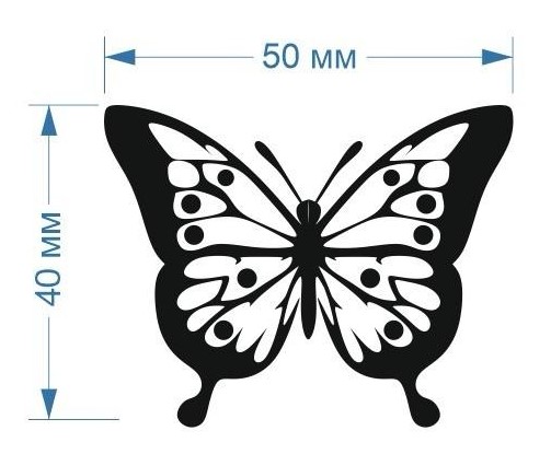 Аппликация, Бабочка, 5*4см, пленка 52947, лазер, шт. Термоаппликация плоттер/лазер