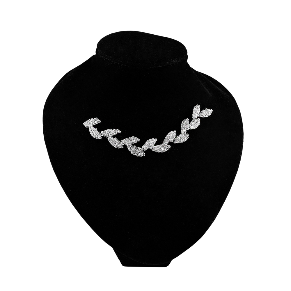 Тесьма стразы Листочки, 1,8см, никель, белый, ярд. Тесьма из страз