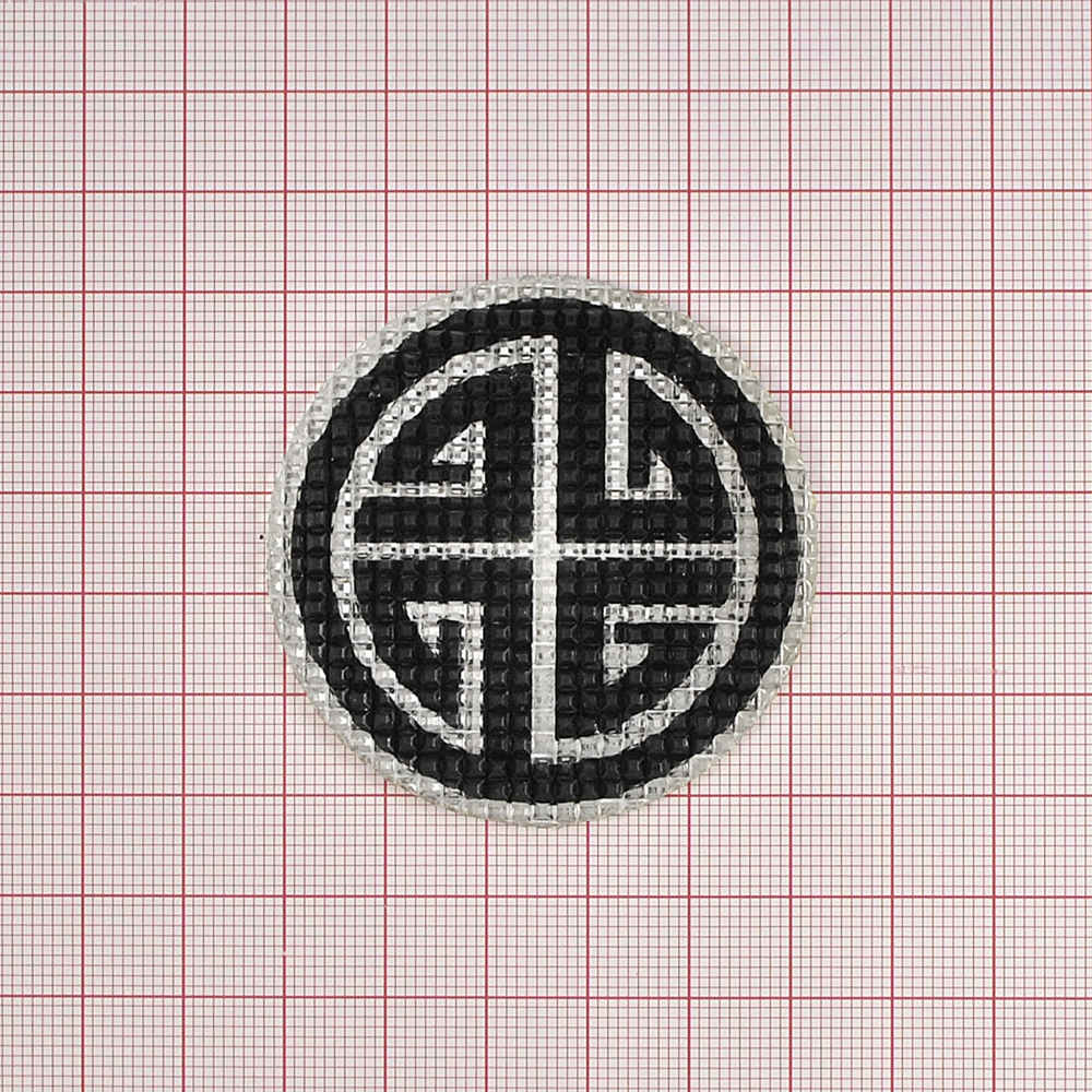 Аппликация клеевая резиновая D129 Кельт 54мм круглая белый, черный рисунок, шт. Аппликации клеевые Резина, Силикон