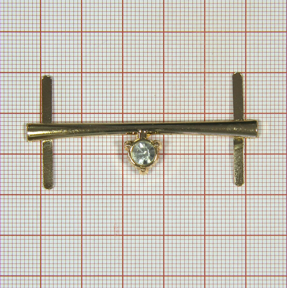 Краб металл Планка с камнем 55*12 GOLD, белый камень, шт. Крабы Металл Геометрия Декор