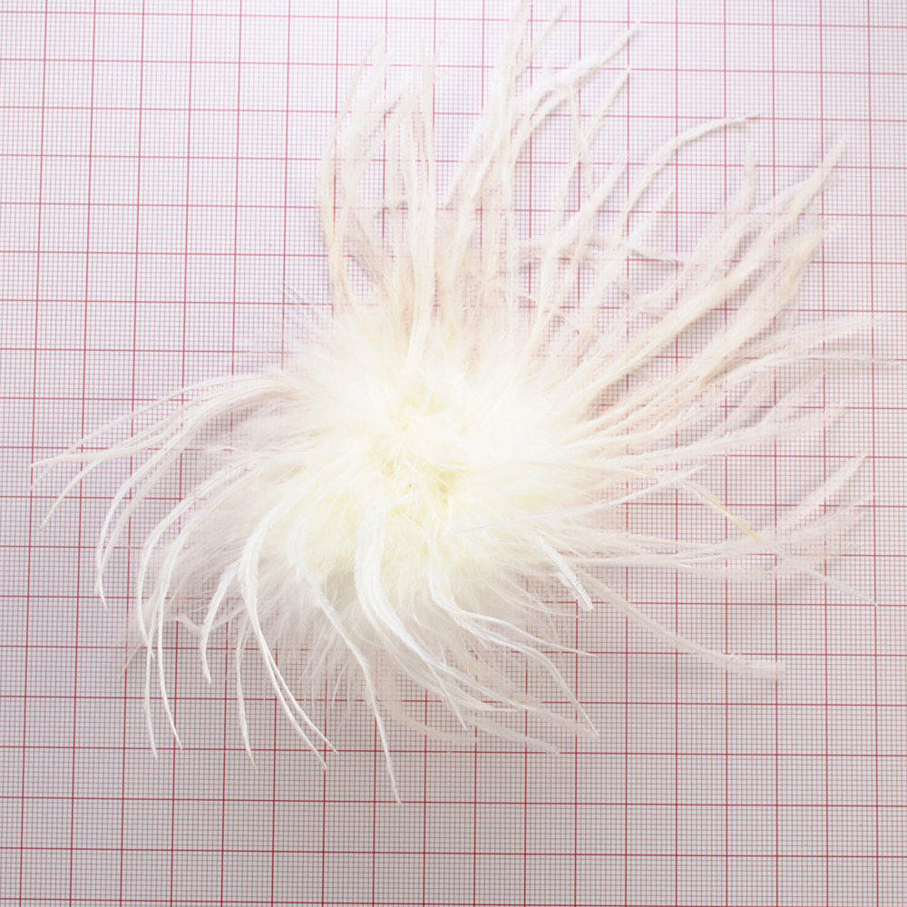 Брошь из перьев, 10-15см, молочный., шт.. Перья