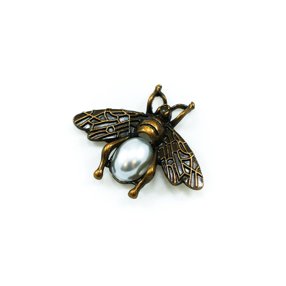 Краб металл Светлячок 4*3,3 Antic brass и серый жемчуг, шт. Крабы Металл Цветы, Жуки
