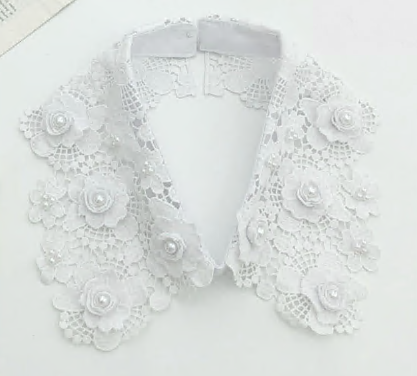 Воротник Ажурные цветы с жемчугом, белый, шт. Воротники