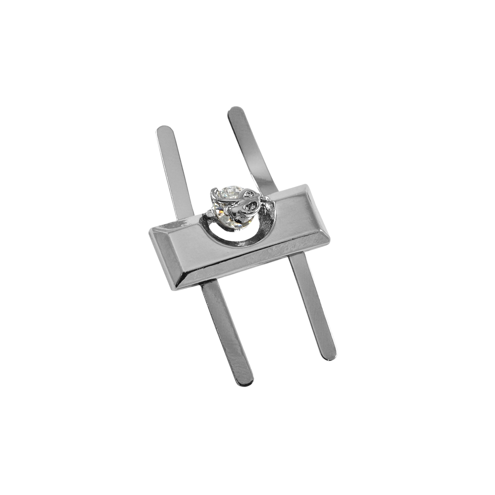 Краб металл R в планке Левый 29*11мм NIKEL, белый камень, шт . Крабы Металл Геометрия Декор