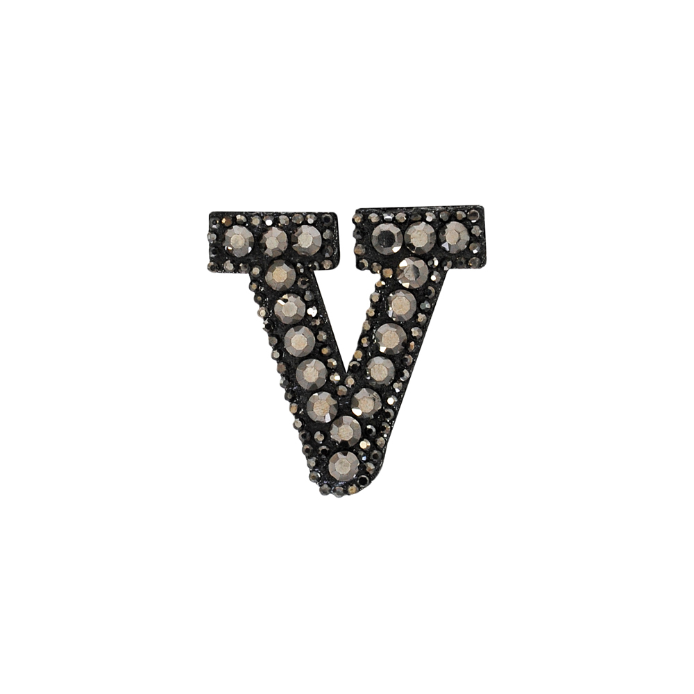 Аппликация клеевая стразы V 5*5см, черный, камни хематит, шт. Аппликации клеевые Стразы комб.