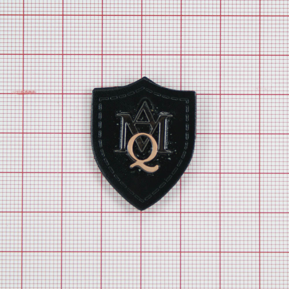 Лейба кожзам и металл AMQ 28*34мм черная основа, черный никель металл, шт. Лейба Кожзам