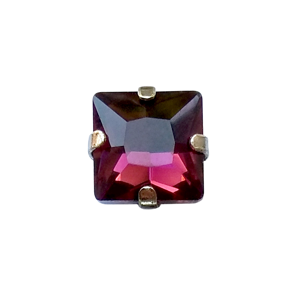 Стразы пришивные в металле, квадрат, 8*8мм, fuchsia, шт. Стразы пришивные в металле