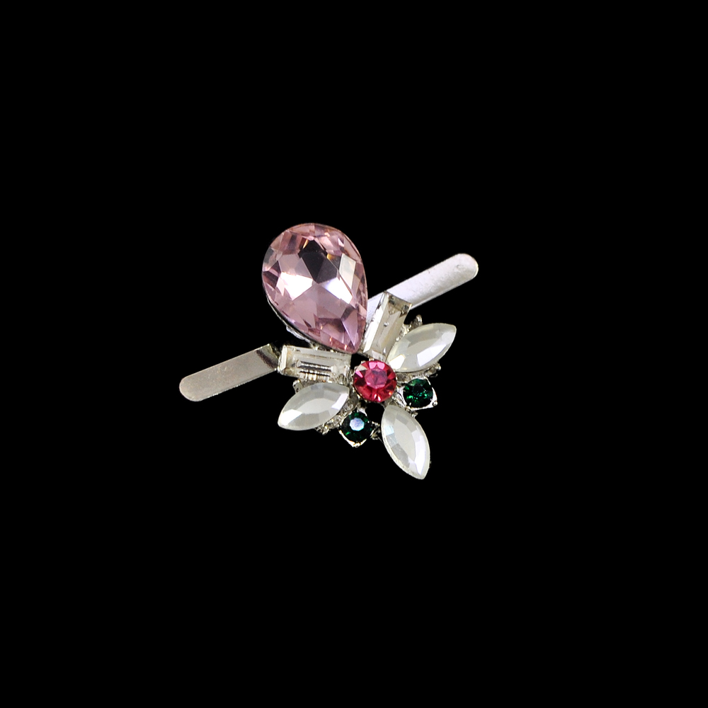 Краб металл Ананасик 29*20мм NIKEL, белые, розовые, зеленые камни, шт. Крабы Металл Геометрия Декор