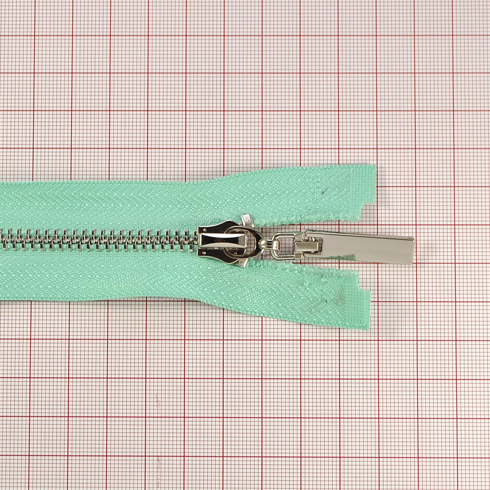 Змейка металлическая №5 85см, О/Е, Nickel и бирюзовая ткань, шт. Змейка Металл