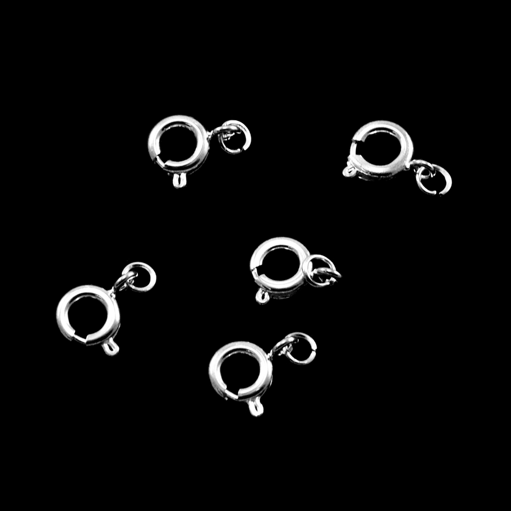 Карабин металл для цепочки с колечком, 5мм, WHITE CHROME, шт.. Застежки металл