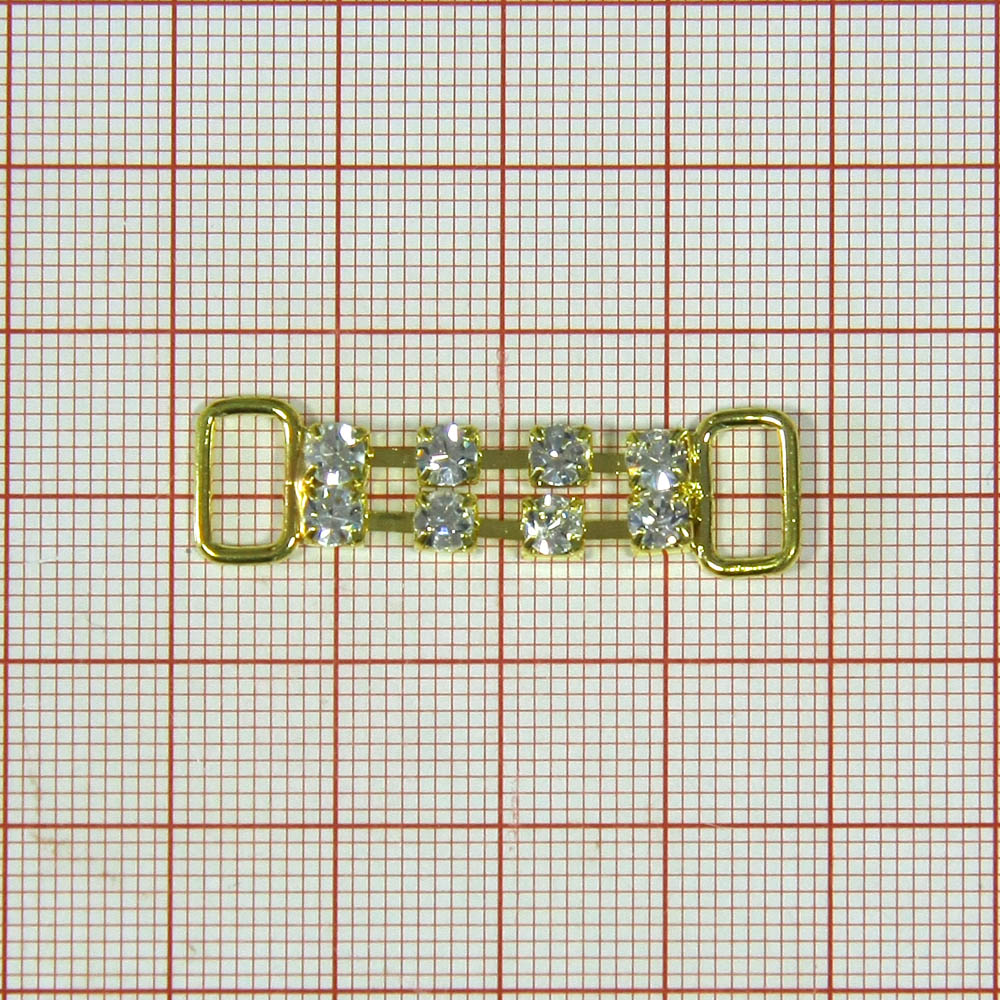 Украшение стеклянное А-62 GOLD /браслет 4 пары/. Перетяжка металл со стразами