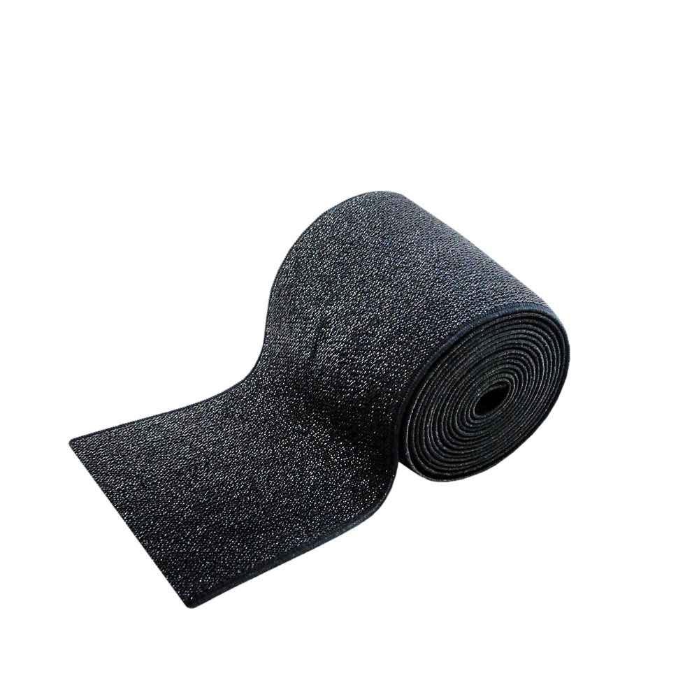 Резинка №08 7,5см черная Ковролин, серебряный люрекс, ярд. Резинка