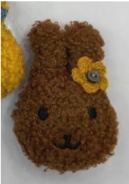 Аппликация тканевая пришивная детская Заяц с цветочком, коричневый, горчичный, черный, пуговица, шт. Нашивка Детская