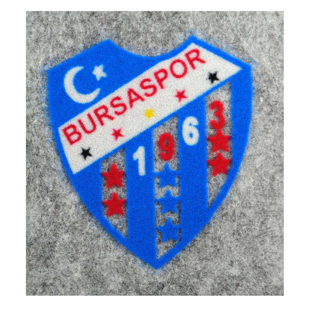 Термоаппликация флок BURSASPOR 16, 75*70мм, синий, белый, красные буквы, шт. Термопереводки Флок