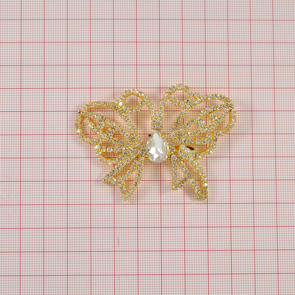 Краб металл61793 GOLD /краб/ Бабочка 7см. Крабы Металл Геометрия Декор