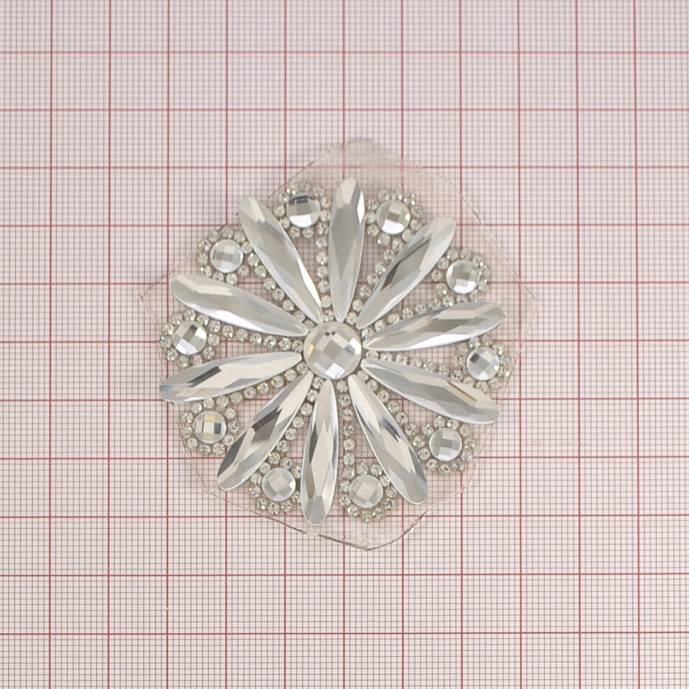 Аппликация клеевая стразы 2F-82 Колесо 60мм белые, шт. Аппликации клеевые Стразы комб.