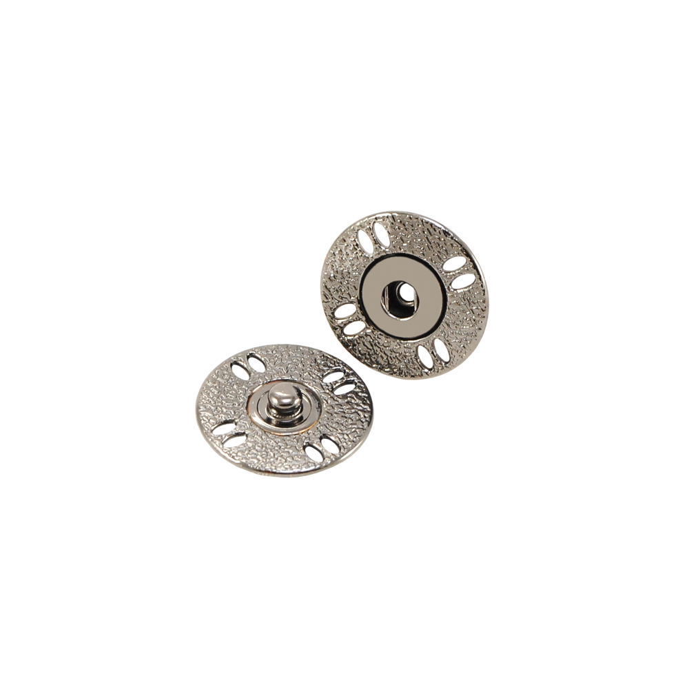 Кнопка металлическая пришивная потайная Круглая Узор Кожа 25 мм, блек никель, шт. Кнопка пришивная потайная